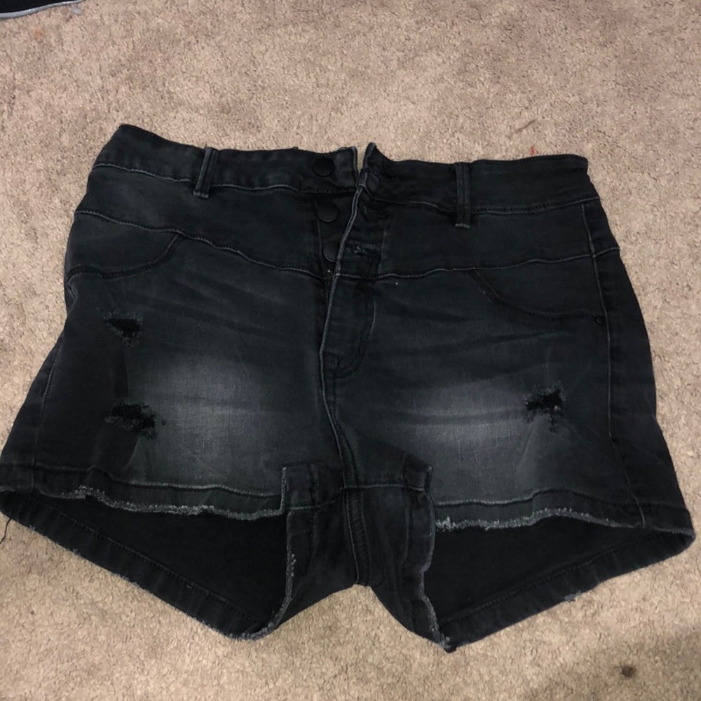 black jean shorts